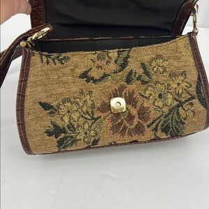 Vintage Liz Claiborne Elegant Brown Floral Tapestry Women's Bag